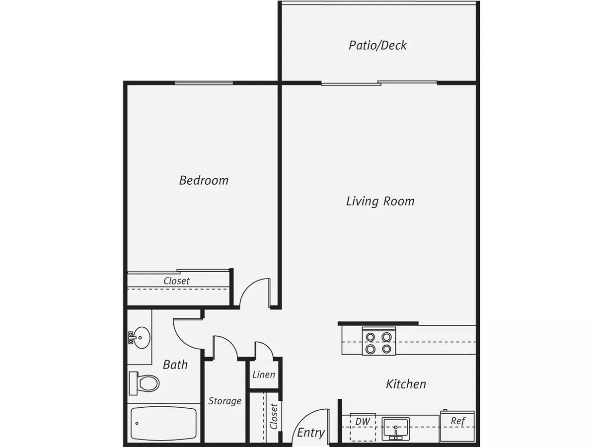 One Bedroom One Bathroom 02-307 floor plan