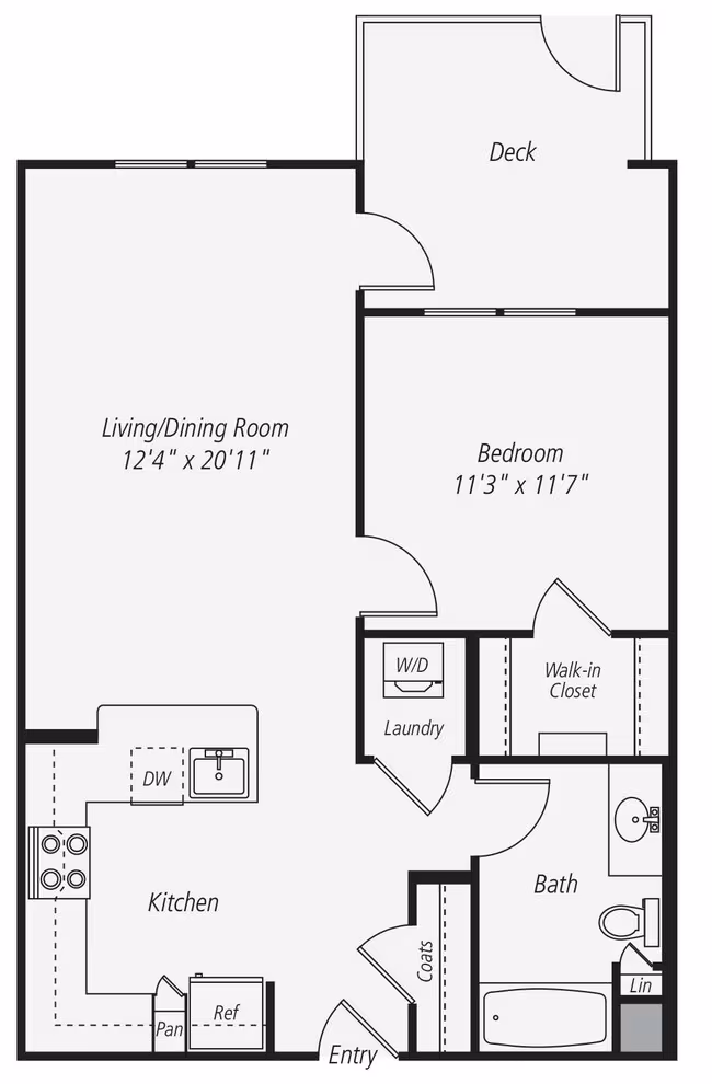 1 Bed • 1 Bath 002-109 floor plan