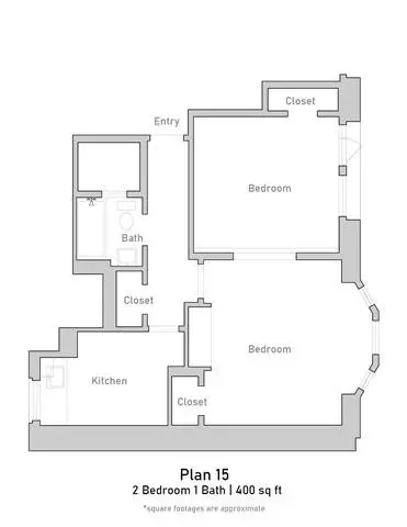 2 Beds • 1 Bath 201 floor plan