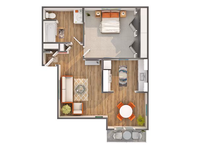 1 Bed • 1 Bath 2-30 floor plan