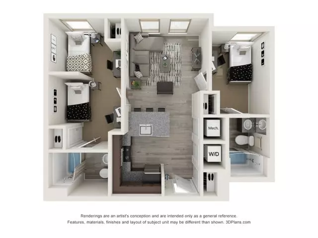 Berkeley - 2X2 Private floor plan