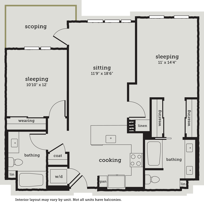 2 Beds • 2 Bath 455 floor plan