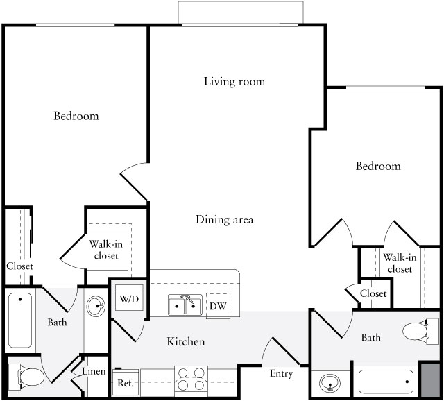 2 Beds • 2 Bath 002-201 floor plan