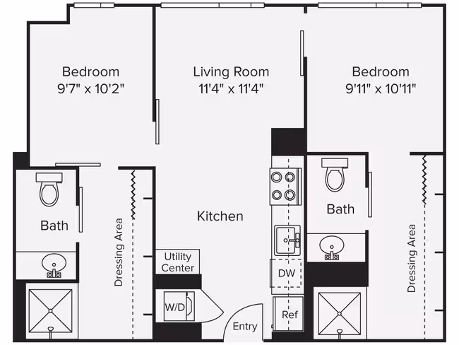 2 Beds • 2 Bath 315 floor plan