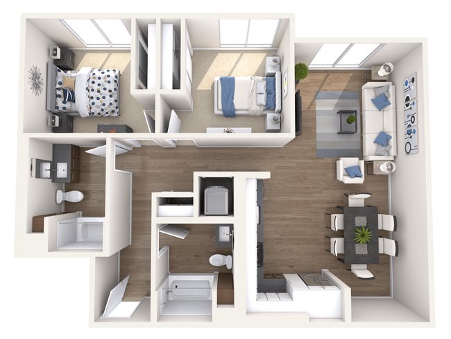 2 Beds • 2 Bath 702 floor plan