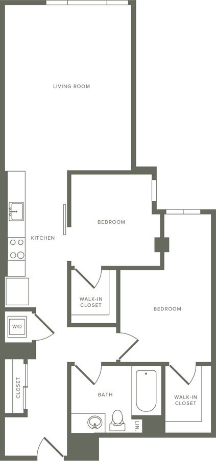2 Beds • 1 Bath 0412 floor plan