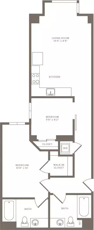 2 Beds • 2 Bath 0310 floor plan