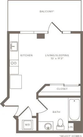 Studio • 1 Bath 1115 floor plan