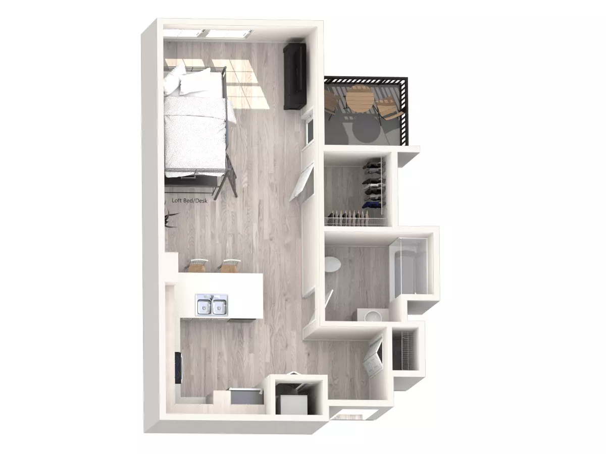 Studio • 1 Bath 2-303A floor plan