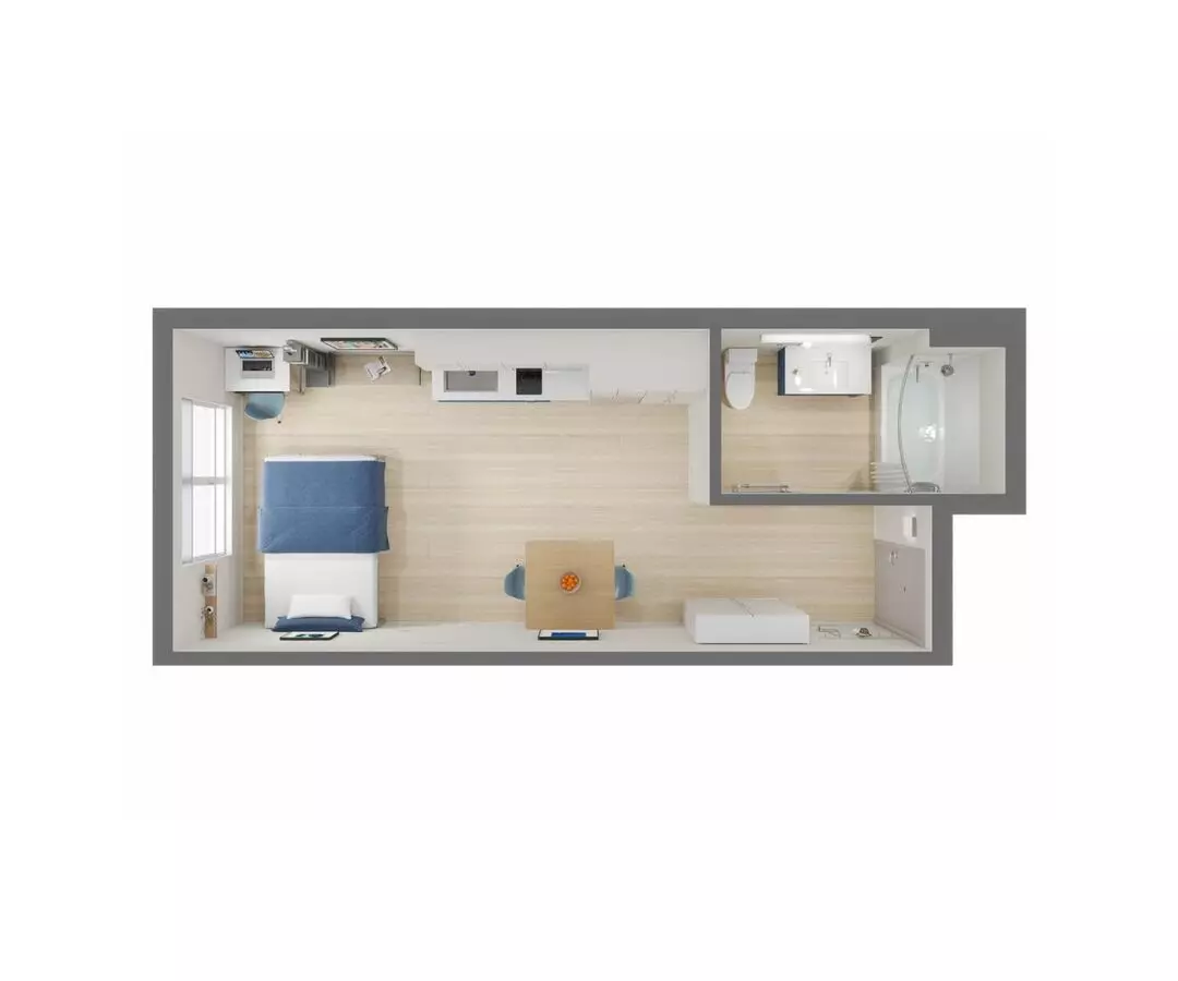 Studio, 1 Bath Model floor plan