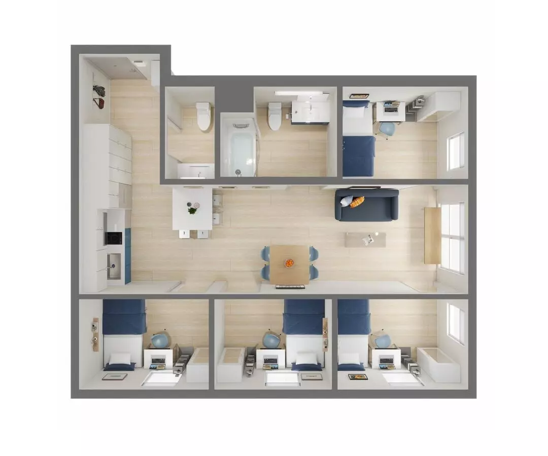 4 Beds • 1 Bath 406 floor plan