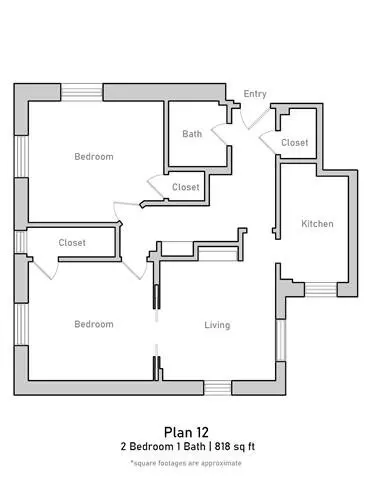 2 BD floor plan