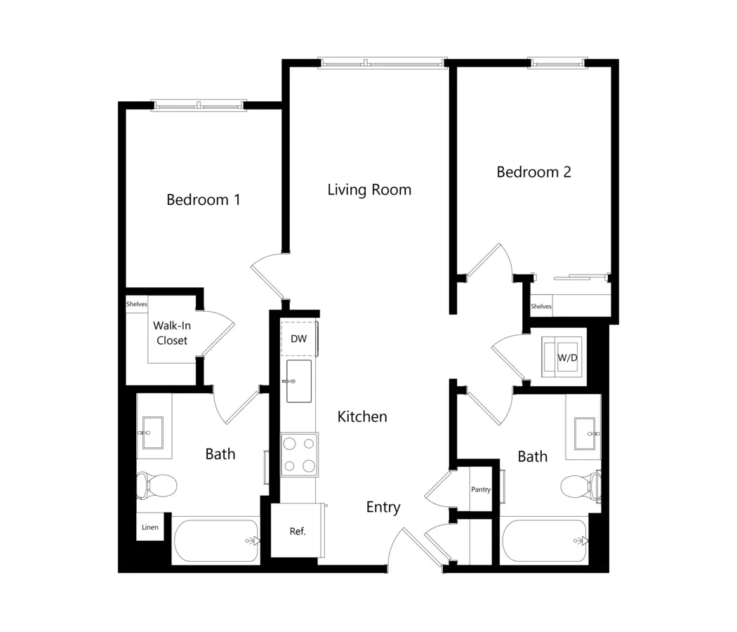 2 Beds • 2 Bath 429 floor plan