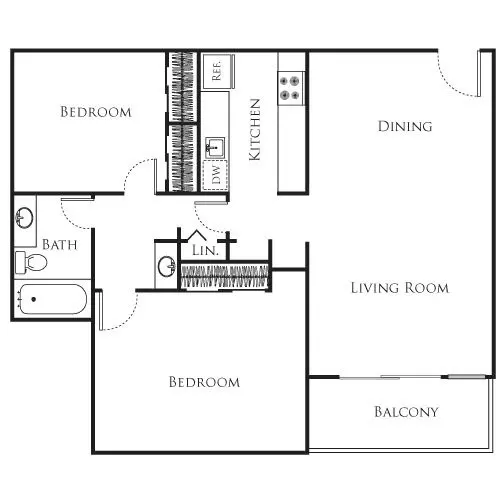 2 Beds • 1 Bath 404 floor plan