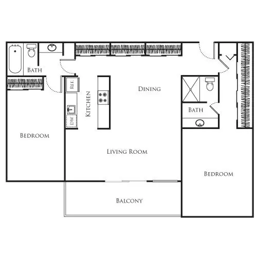 2 Beds • 2 Bath 502 floor plan