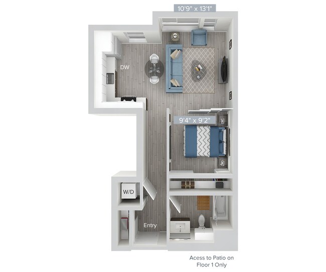1 Bed • 1 Bath 00A-119 floor plan