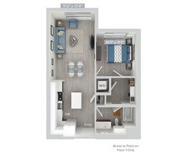 1 Bed • 1 Bath 00A-119 floor plan