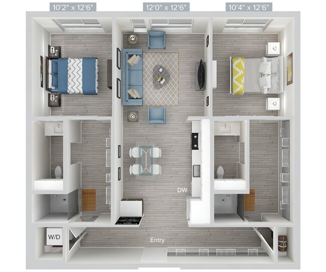 2 Beds • 2 Bath 00A-117 floor plan