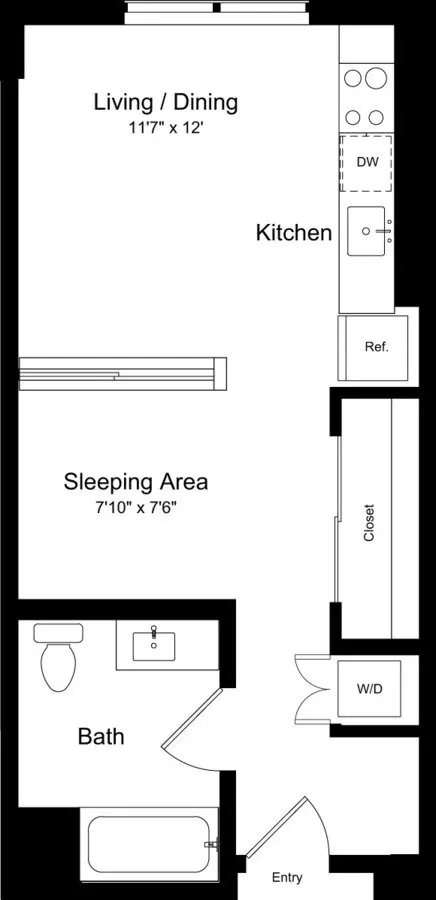 Studio • 1 Bath 217 floor plan