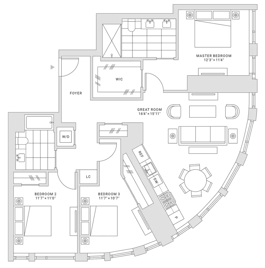 3 Beds • 2 Bath 2606 floor plan