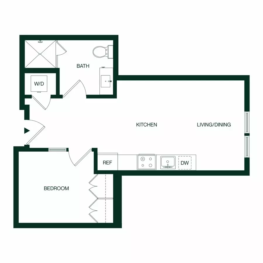 1 Bed • 1 Bath 0410 floor plan