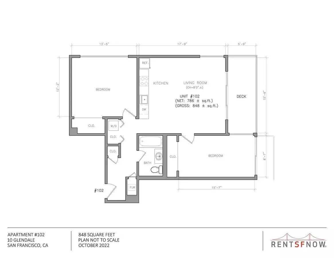 2 Beds • 1 Bath - floor plan