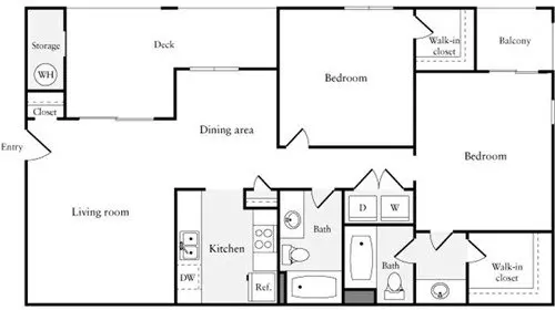 2 Bedrooms B (HS) 01-5111 floor plan