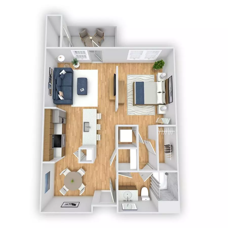 1 Bed • 1 Bath 480 floor plan