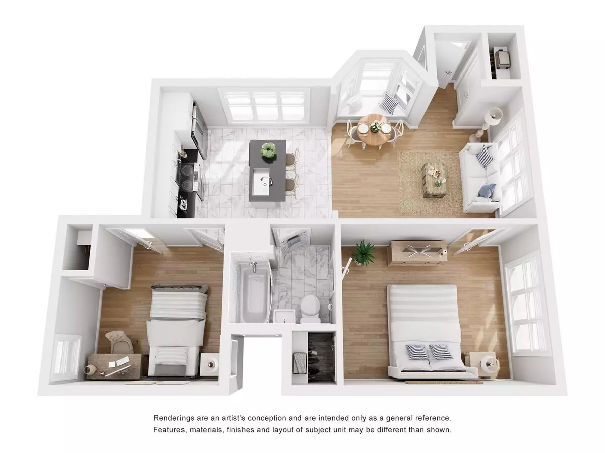 2 Beds • 1 Bath 3 floor plan