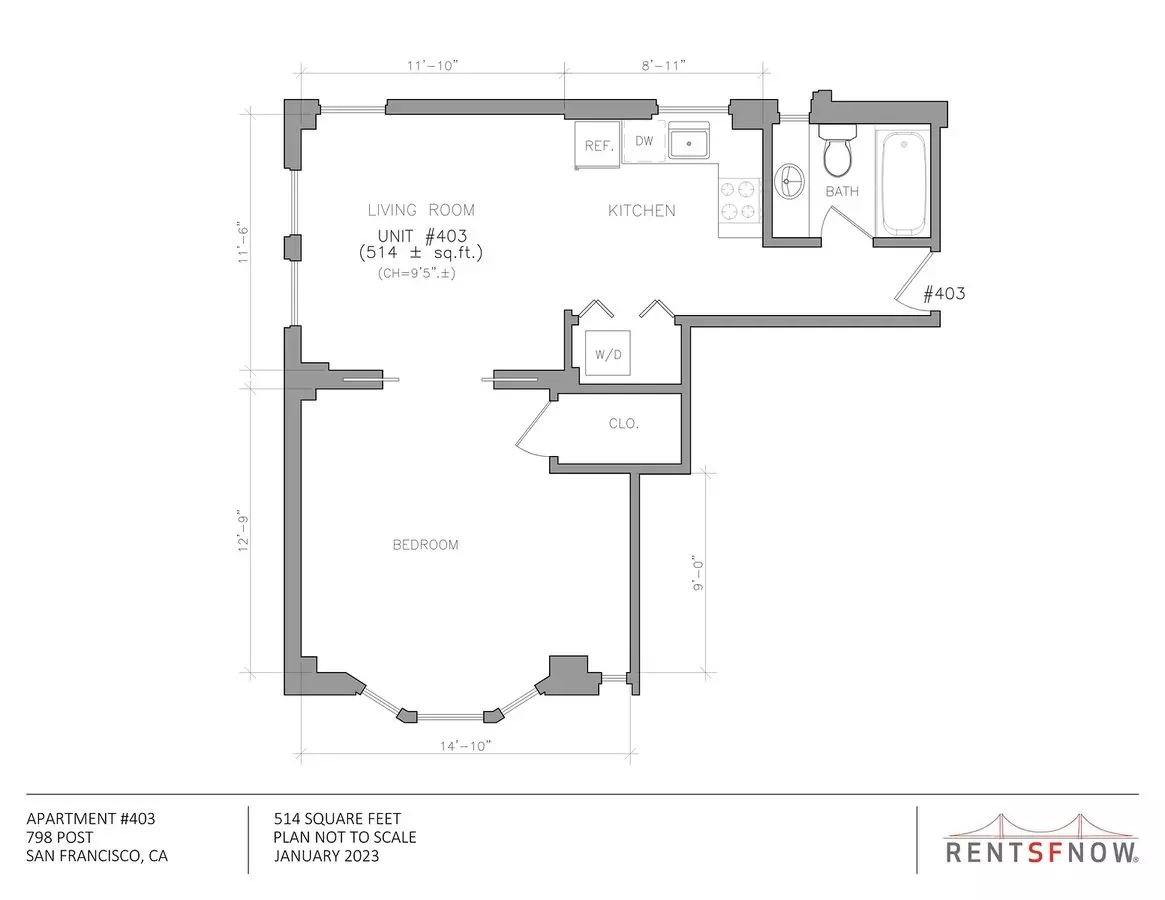 1 Junior Bedroom 1 Bath Apartment 105 floor plan