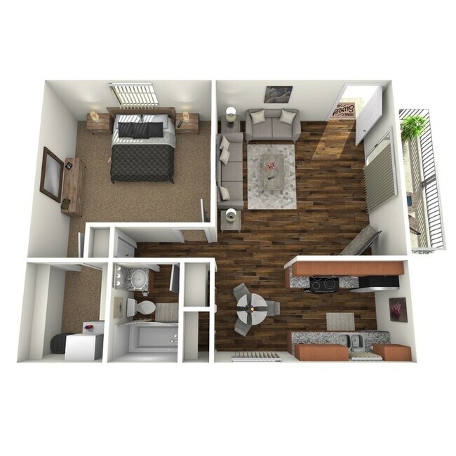 1BR/1BA E-1 floor plan