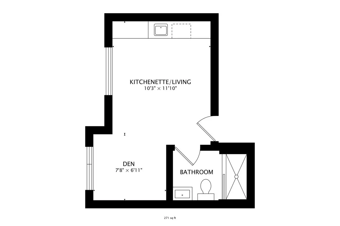 Studio • 1 Bath 1406-D floor plan