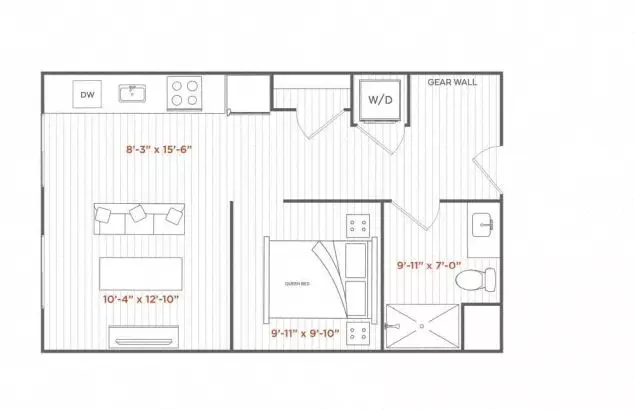 Studio • 1 Bath A240 floor plan