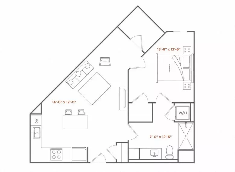 1 Bed • 1 Bath B119 floor plan