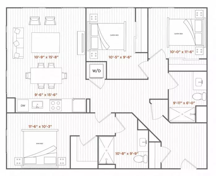 3 Beds • 2 Bath A200 floor plan