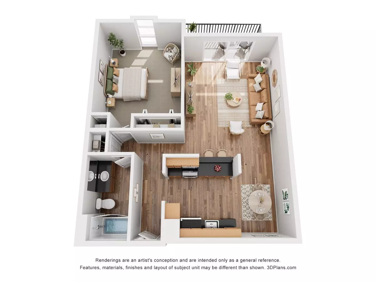 1 Bed • 1 Bath WAIT2 floor plan