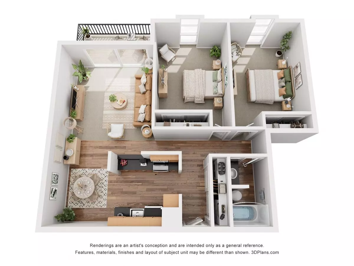 2 Beds • 1 Bath WAIT10 floor plan
