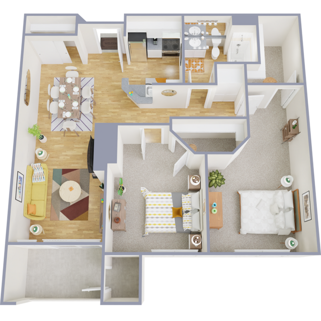 2 Beds • 1 Bath B-107 floor plan