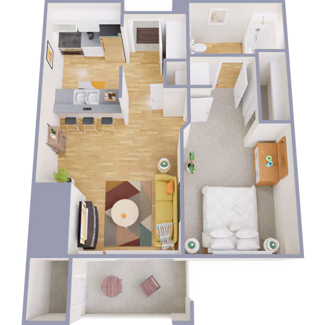1 Bed • 1 Bath A-3 floor plan