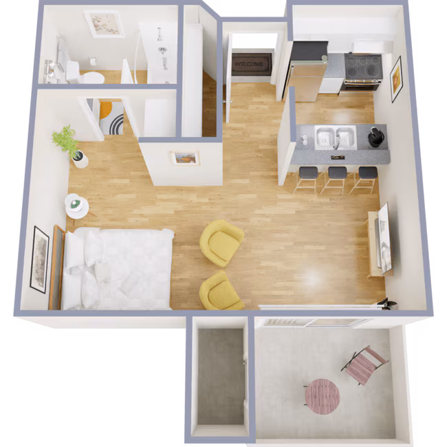 Studio • 1 Bath A-2 floor plan