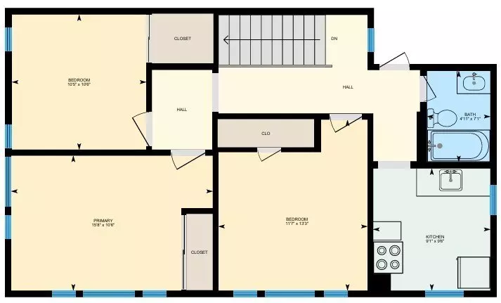 3 Beds • 1 Bath 2456-2 floor plan