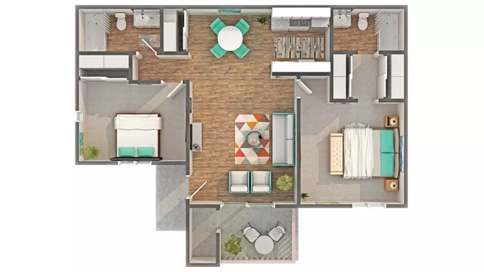 2 Beds • 2 Bath 127 floor plan