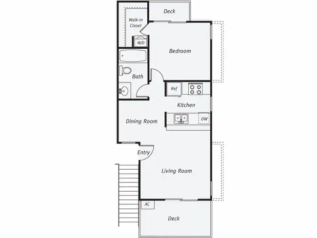 1 Bed • 1 Bath 00I-1860 floor plan