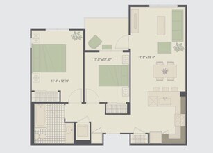 2 Beds • 1 Bath 106 floor plan