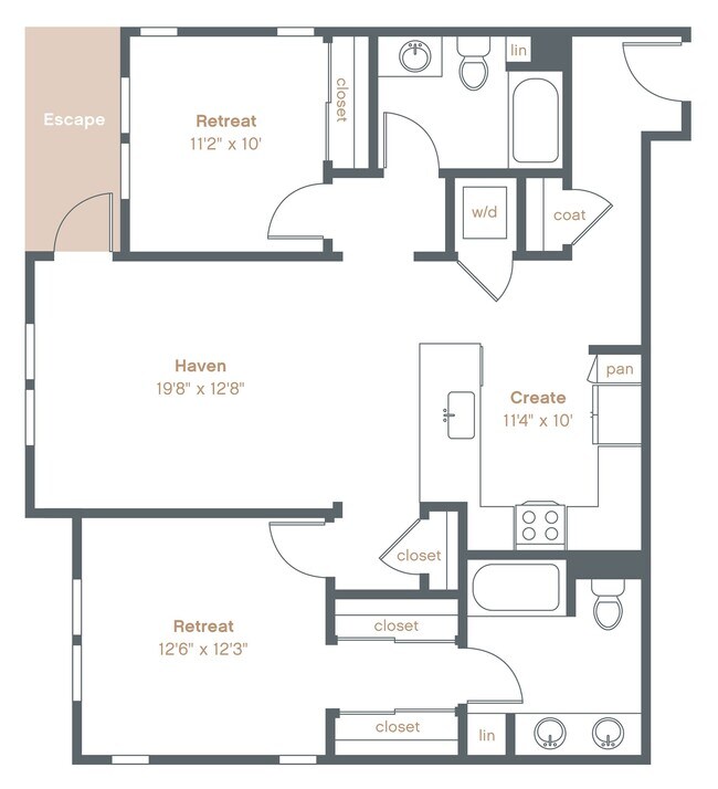 2 Beds • 2 Bath A-104 floor plan