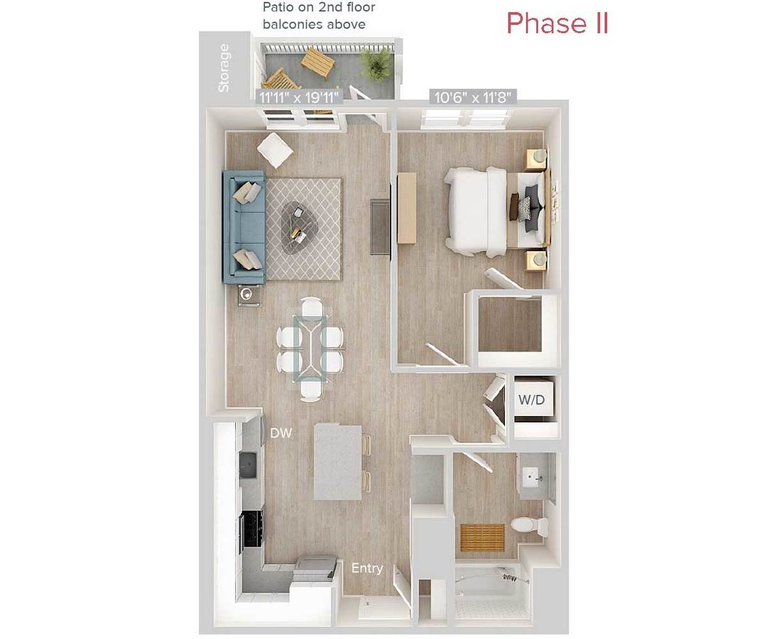 1 Bed • 1 Bath E01-414 floor plan
