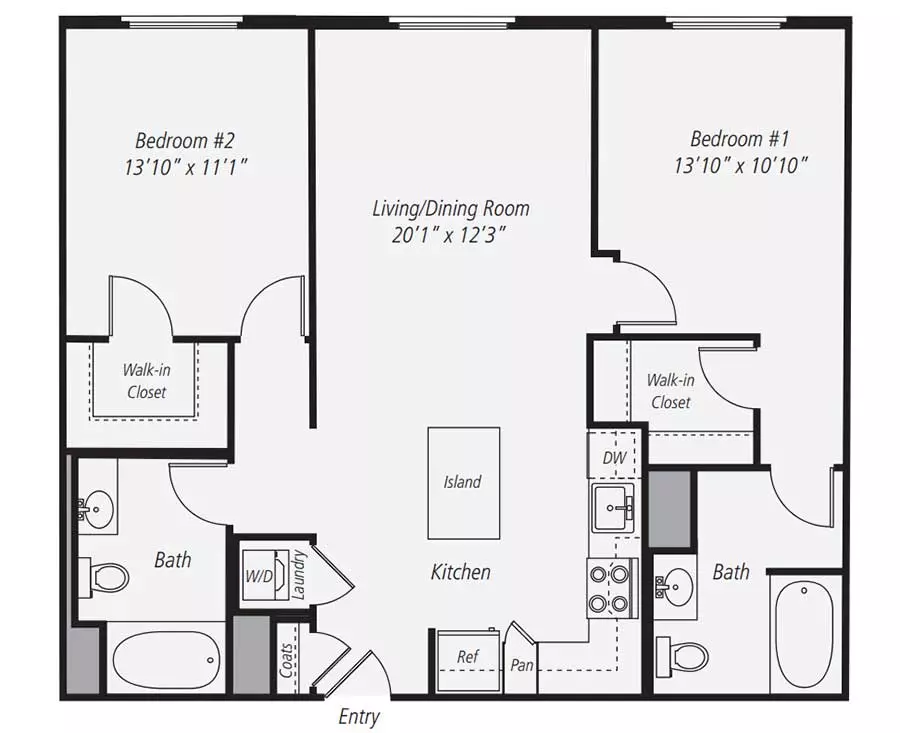2 Beds • 2 Bath C00-238 floor plan