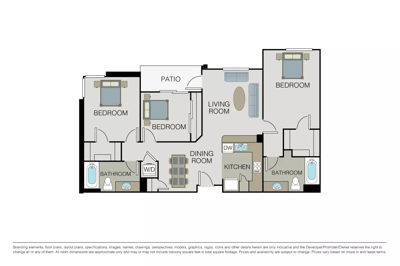 3 Beds • 2 Bath
3D Tour 442 floor plan