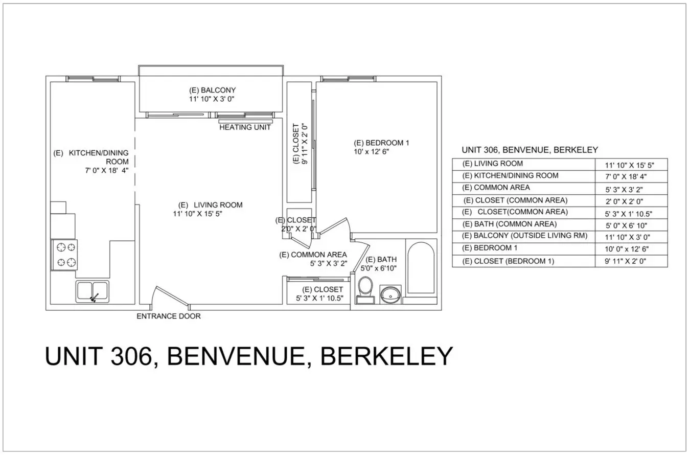 1 Bed, 1 Bath Model floor plan