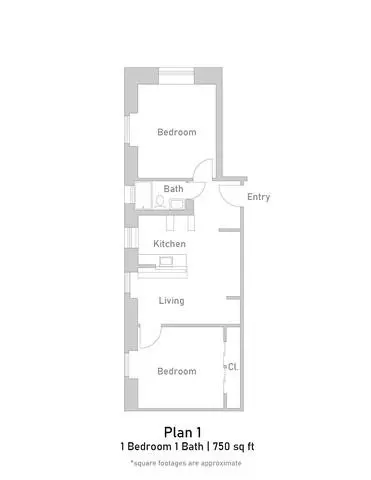 2 Beds • 1 Bath 101 floor plan